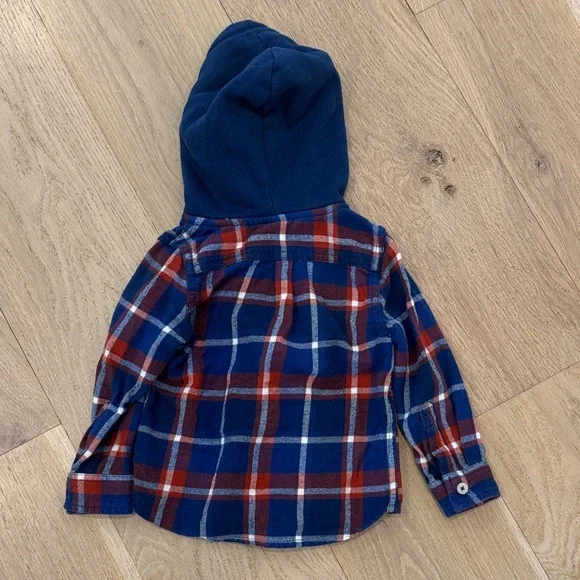 Tucker and Tate Plaid Hooded Baby Shirt - Blue and Red - Picture 2 of 3